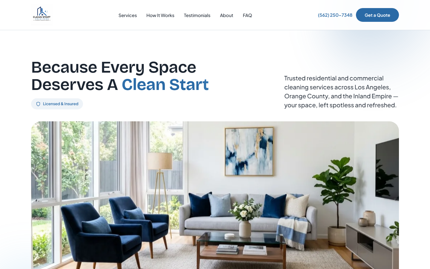 Clean Start Solutions — cleaning services website built by Blackline Systems